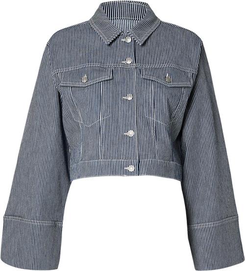 Selected Femme Slfmyra LS Stripe Short Denim Jacke Kvinde Blå Denimjakker Str 42 Denim - hos Magasin