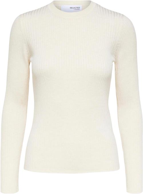 Selected Femme Slflydia NEW RIB LS Knit Oneck B Kvinde Birch/melange Sweaters Str L - hos Magasin