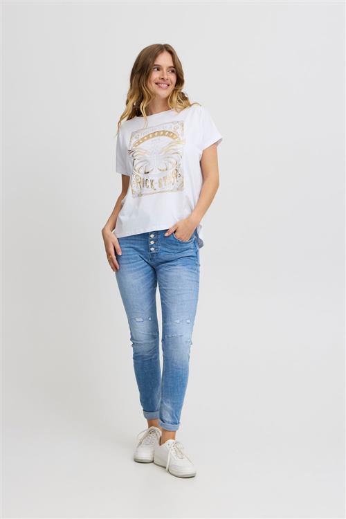 Sorbet Sbrockstar TEE 2 Kvinde Snow White / Gold Kortærmede T-shirts Str S/M - hos Magasin