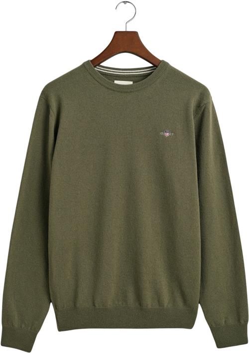 Gant Superfine Lambswool Cneck Mand Juniper Green Sweaters Str L - hos Magasin