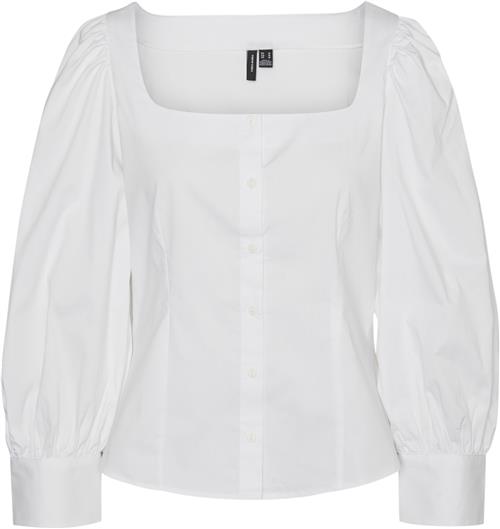 Se Vero Moda Vmfrida LS TOP WVN GA Kvinde Snow White Toppe Regular Fit Str XS - hos Magasin ved Magasin