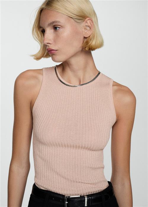 Se MANGO Ribbed Knit top Kvinde Lt-pastel Pink Tanktoppe Str S - hos Magasin ved Magasin