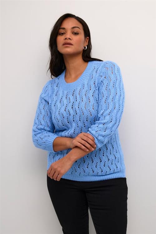 Kaffe Curve Kclana Knit Pullover Kvinde Vista Blue Sweaters Str XL - hos Magasin