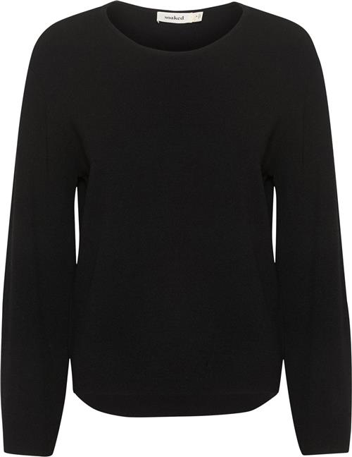 Soaked in Luxury Slindianna Pullover LS Kvinde Black Sweaters Loose Fit Str M - hos Magasin