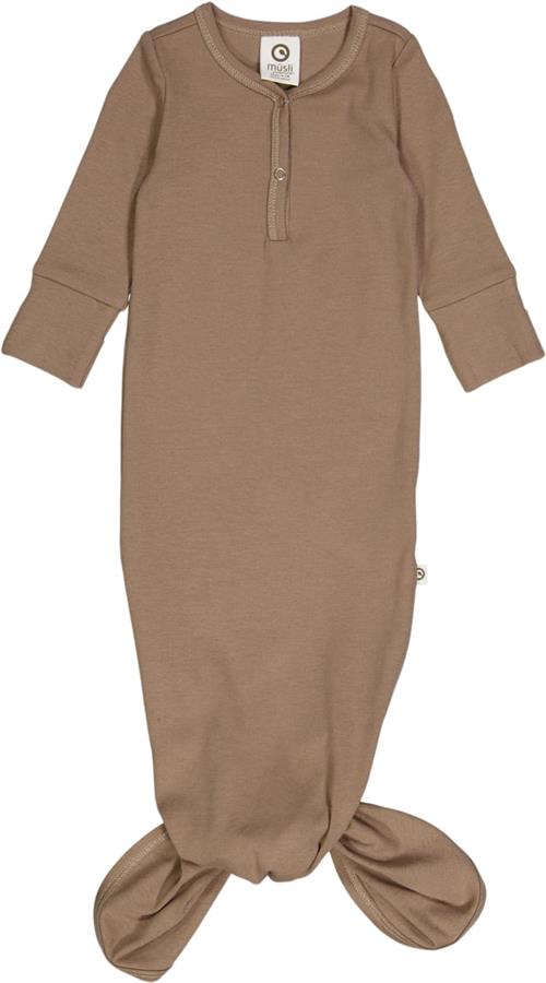 Se Müsli by Green Cotton Rib l/s Knot Gown Str 56 - Walnut Heldragter Bomuld hos Magasin ved Magasin