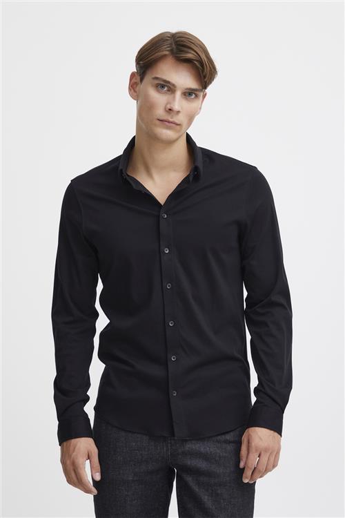 Casual Friday Cfarthur LS BU Jersey Shirt Mand Black Beauty Langærmede Skjorter Slim Fit Str L - hos Magasin