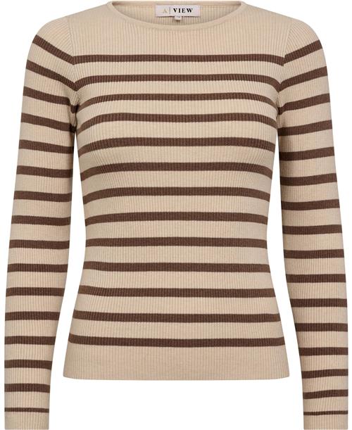 Se A-VIEW Lana rib Stripe Blouse Kvinde Sand/brown Sweaters Str S - hos Magasin ved Magasin