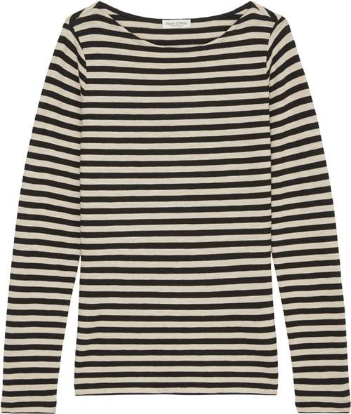 Marc O’Polo Tshirt, Long Sleeve, Boat Neck, st Kvinde Multi/ Black Langærmede T-shirts Str XL - hos Magasin