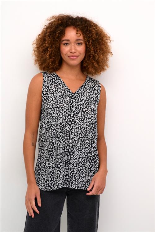 Se Kaffe Kaamber Top Printed Kvinde Black / Chalk Flower Toppe Str 40 - hos Magasin ved Magasin