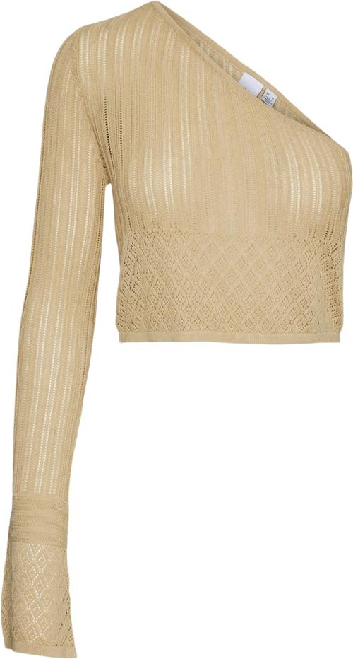 Something New Snrayee OFF Shoulder Knit Crop TOP Kvinde Marzipan Sweaters Str XS - hos Magasin