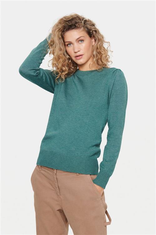 Saint Tropez Milasz Pullover Kvinde Sagebrush Green Melange Sweaters Regular Fit Str L - hos Magasin