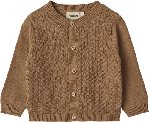 Wheat Strik Cardigan Bjørn Str 86/18m - Caramel Toppe Bomuld hos Magasin