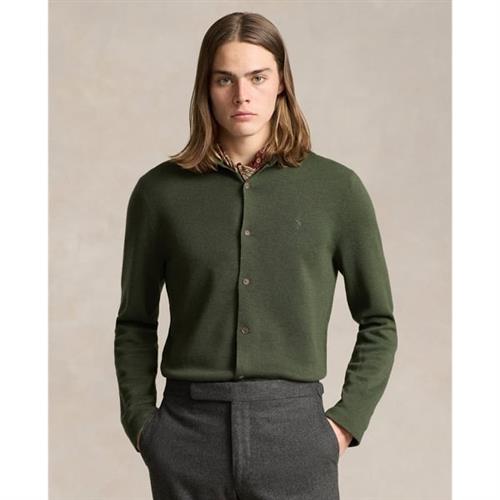 Polo Ralph Lauren 2/48 Merino WL Rwslsl-fuz Mand Classic Olive Heather Langærmede Poloer Str S Merino - hos Magasin