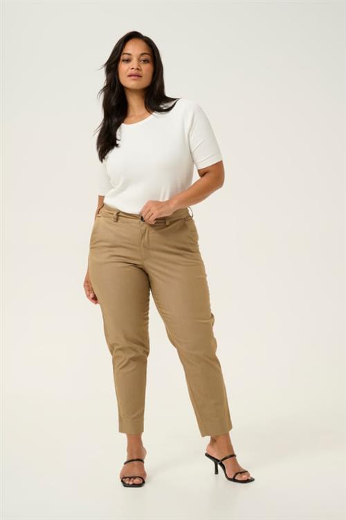 Kaffe Curve Kcleana Chino 7/8 Pants Kvinde Petrified Oak Bukser Med Smalle Ben Str 48 - hos Magasin