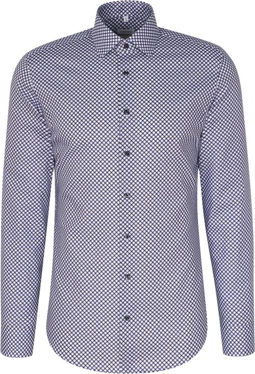 Seidensticker Business Shirt Slim Long Sleeve Kentcollar Print Mand Brown Langærmede Skjorter Slim Fit Str 42 - Bomuld hos Magasin