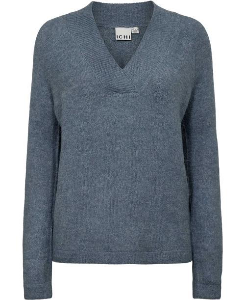 Se ICHI Ihkamara V LS Kvinde Blue Mirage Sweaters Regular Fit Str S - hos Magasin ved Magasin