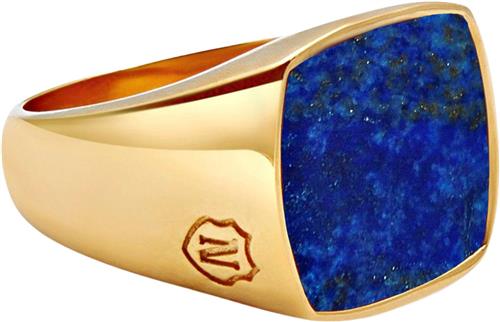 Nialaya Men's Gold Plated Signet Ring With Blue Lapis 12 - Ringe hos Magasin