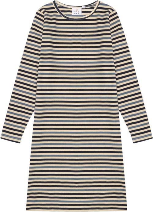 The New Tnlena L_S Rib Dress Str 110-116 cm/5-6 år - Navy Blazer Kjoler Bomuld hos Magasin