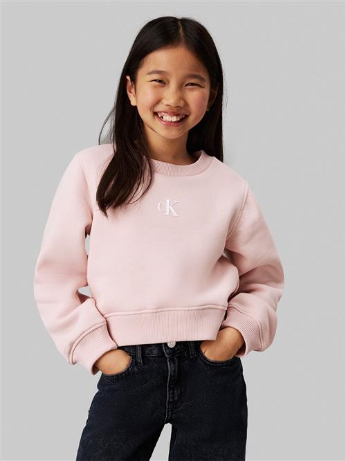 Calvin Klein CK Logo CN Fleece Sweatshirt Str 10 - Peach Whip Sweatshirts hos Magasin