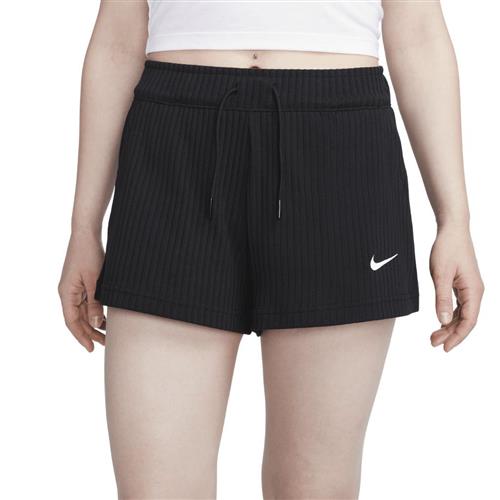 Nike Highwaisted Ribbed Jersey Shorts Kvinde Sail/black Sweatshorts Str XS - Bomuld hos Magasin