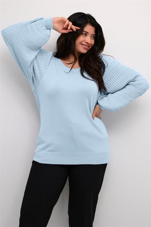 Kaffe Curve Kclini Knit Pullover Kvinde Celestial Blue Sweaters Str M - hos Magasin