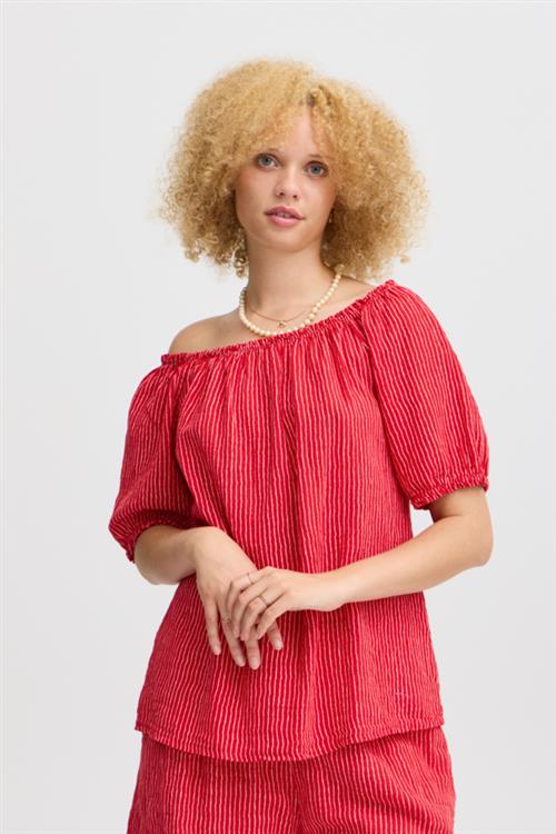 Sorbet Sbalexa Stribe SS TOP Kvinde Ribbon Red Kortærmede Bluser Str S - hos Magasin