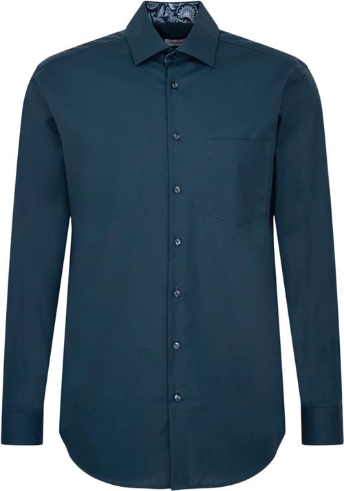 Seidensticker Business Shirt Regular Long Sleeve Kentcollar Uni Mand Turquoise Langærmede Skjorter Str 40 - Bomuld hos Magasin