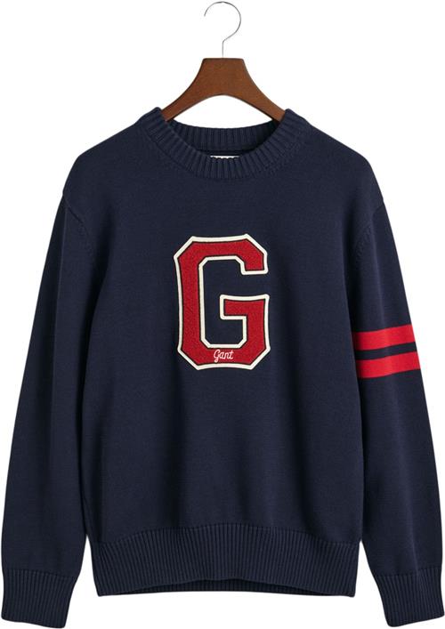 Gant Seasonal G Cneck Mand Evening Blue Sweaters Str S - hos Magasin