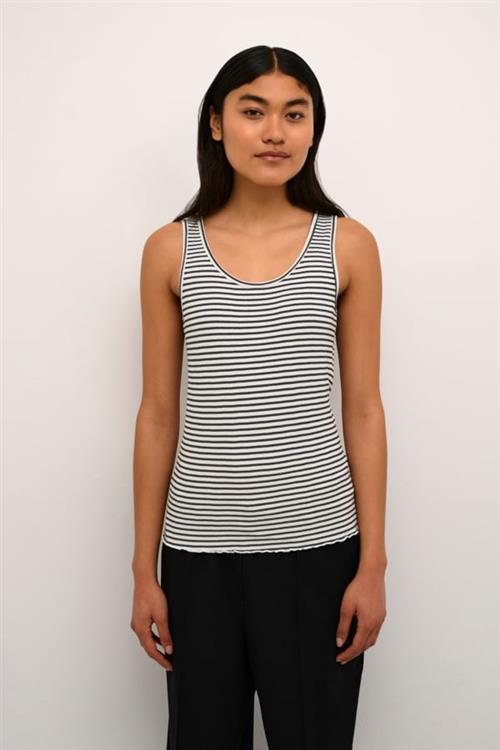 Karen by Simonsen Candacekb Striped Tank Top Kvinde Egret/night Sky Stripe Tanktoppe Regular Fit Str S - hos Magasin