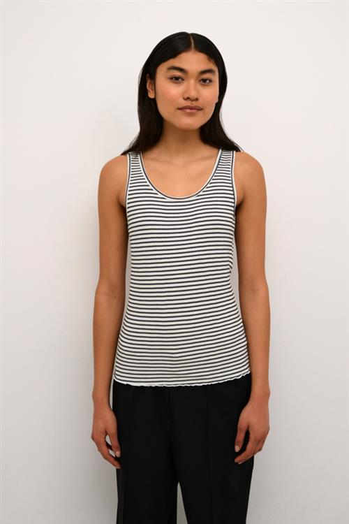 Se Karen by Simonsen Candacekb Striped Tank Top Kvinde Egret/night Sky Stripe Tanktoppe Regular Fit Str M - hos Magasin ved Magasin