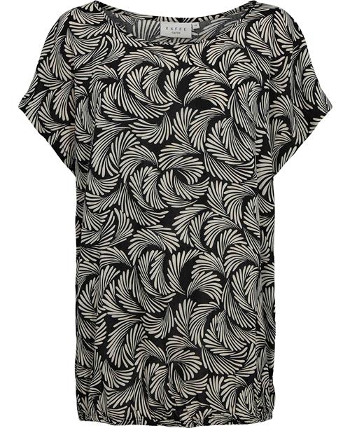 Kaffe Curve Kcsonna Stanley Top Kvinde Black Deep/antique White Print Toppe Str 48 - hos Magasin