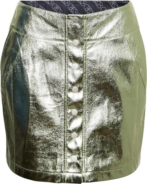 Something New Snriely HW Cracked Mini Skirt STO Kvinde Tarragon/metallic Korte Nederdele Str S - hos Magasin