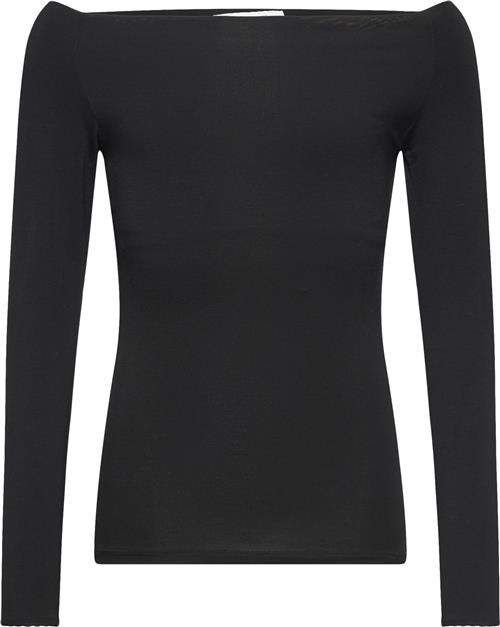 Se Rosemunde Viscose Long Sleeve off Shoulder top Str 152 Piger - Sort Langærmede T-shirts hos Magasin ved Magasin