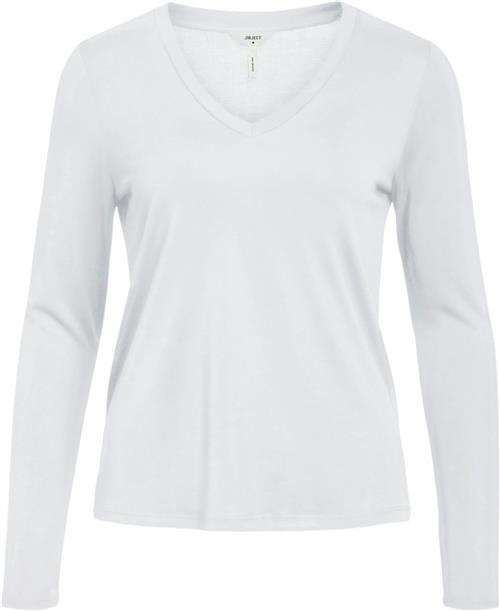 Se Object Objannie RE L/S Vneck TOP Noos Kvinde White Langærmede T-shirts Str S - hos Magasin ved Magasin