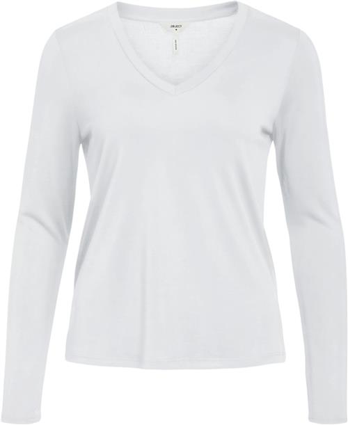 Se Object Objannie RE L/S Vneck TOP Noos Kvinde White Langærmede T-shirts Str XL - hos Magasin ved Magasin