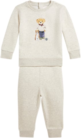 Se Polo Ralph Lauren Graphic Fleecels Bear Set-st-pns Str 9M / 9-12 mdr - Oatmeal Heather Bukser hos Magasin ved Magasin