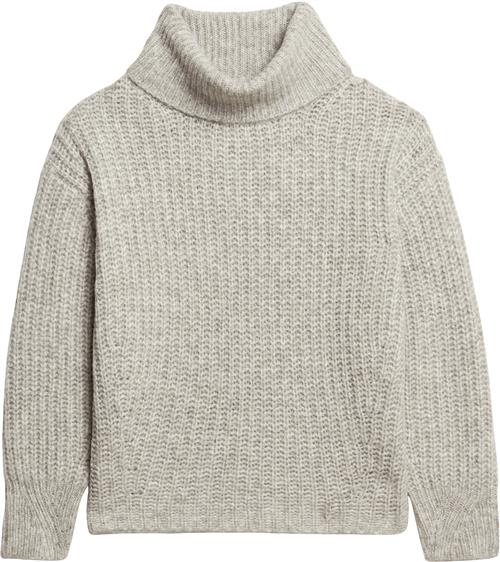 Superdry Brushed RIB Slouch NK Jumper Kvinde Heather Grey Twist Sweaters Str 10-dec - hos Magasin