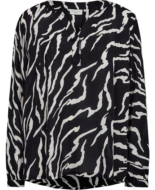 Se Kaffe Curve Kcmirta Tilly Blouse Kvinde Black / Antique Zebra Print Langærmede Bluser Str 44 - hos Magasin ved Magasin