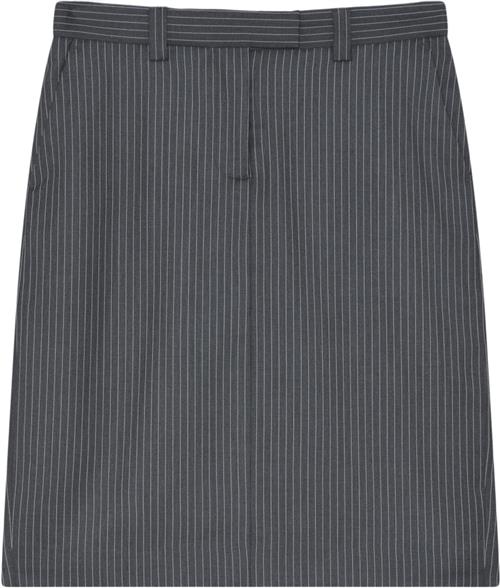 2NDDAY 2ND Lima Pinstripes Kvinde Dark Grey Melange Midi Nederdele Str 34 - hos Magasin