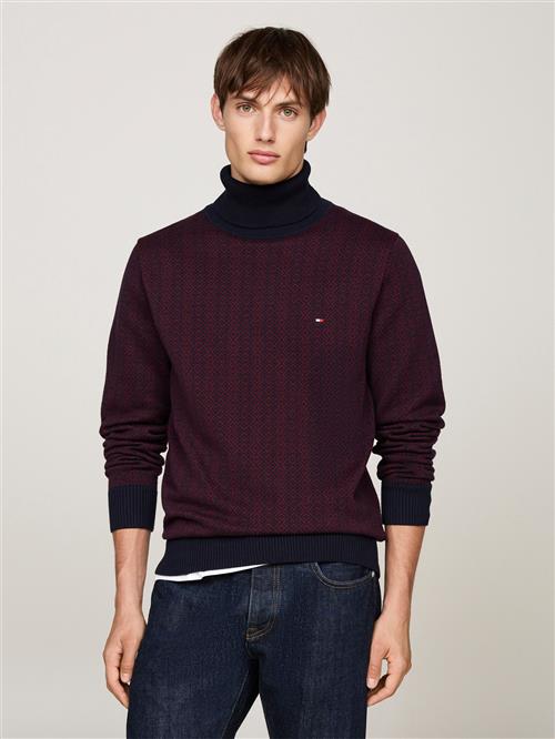 Se Tommy Hilfiger Gifting 2 Tone Fairisle Roll NK Mand Deep Rouge / Desert Sky Turtlenecks Str XL - hos Magasin ved Magasin