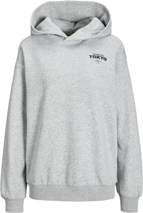 Se JJXX Jxnelly Loose LS Hood SWT Kvinde Light Grey Melange/tokyo Hættetrøjer Loose Fit Str XS - hos Magasin ved Magasin