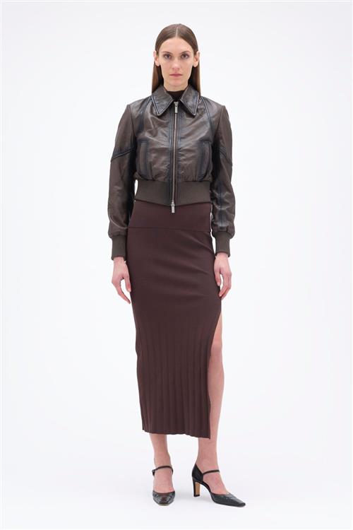 REMAIN Midi Skirt Kvinde Chocolate Plum (Brown) Midi Nederdele Str 38 - hos Magasin