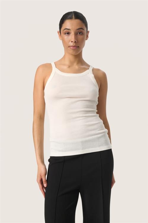 Soaked in Luxury Slfauna Tank Top Kvinde Whisper White Toppe Slim Fit Str XL - hos Magasin