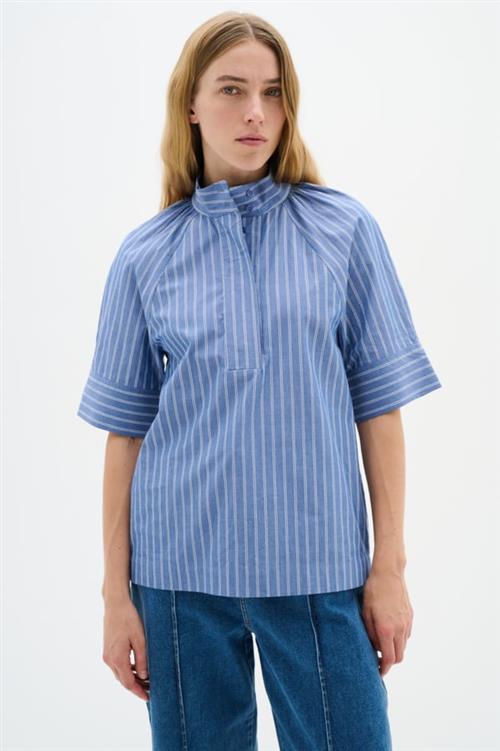 Se InWear Merlissaiw SS Shirt Kvinde Blue Stripes Skjorter Regular Fit Str 40 - hos Magasin ved Magasin