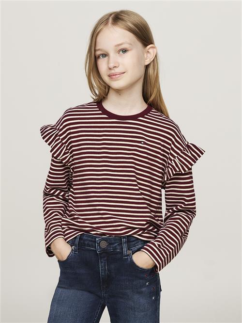 Se Tommy Hilfiger Stripe TEE LS Str 6 - Deep Rouge Stripe Langærmede T-shirts hos Magasin ved Magasin