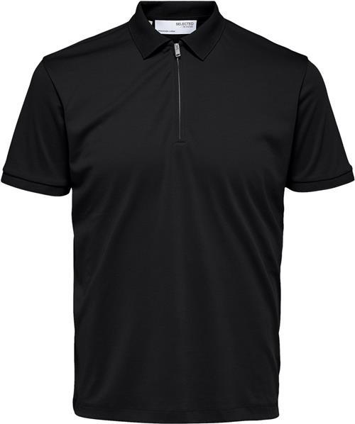 Selected Homme Slhfave ZIP SS Polo Noos Mand Sort Kortærmede Poloer Str S - hos Magasin