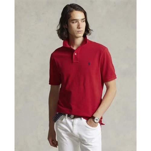 Polo Ralph Lauren Custom Slim Fit Mesh Polo Shirt Mand Rød Kortærmede Poloer Str S - Bomuld hos Magasin