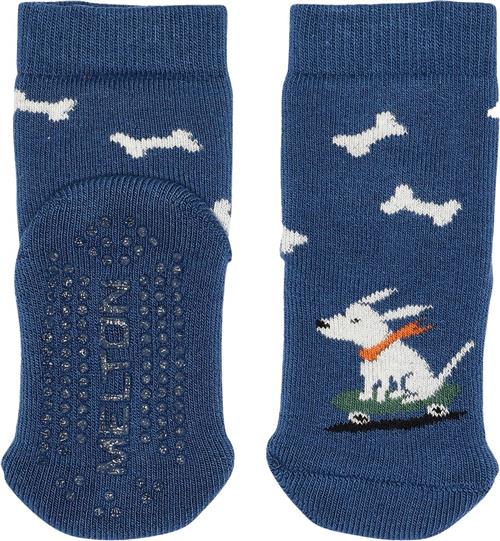 Melton Skating dog Socks Anti-slip Str 17/19 - True Navy Strømper Bomuld hos Magasin