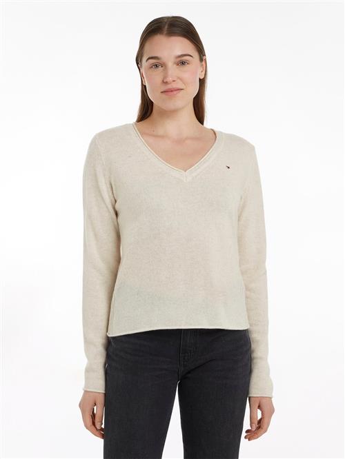 Se Tommy Hilfiger Soft Wool VNK LS Sweater Kvinde Ivory Petal Heather Langærmede Bluser Str L - hos Magasin ved Magasin