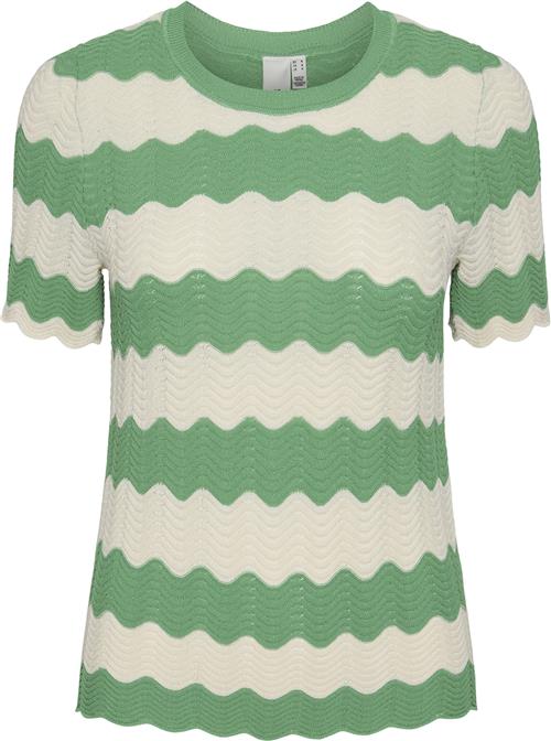 YAS Yasbee SS Knit TOP Kvinde Green Bee/birch Kortærmet Strik Str M - hos Magasin